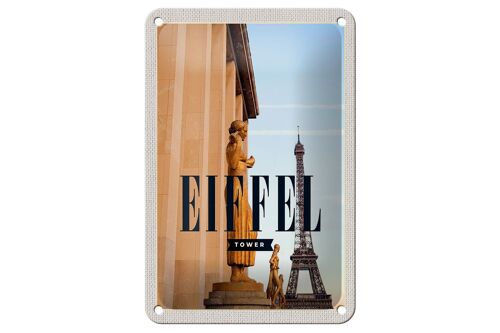 Blechschild Reise 12x18cm Eiffel Tower Skulpturen Deko Schild