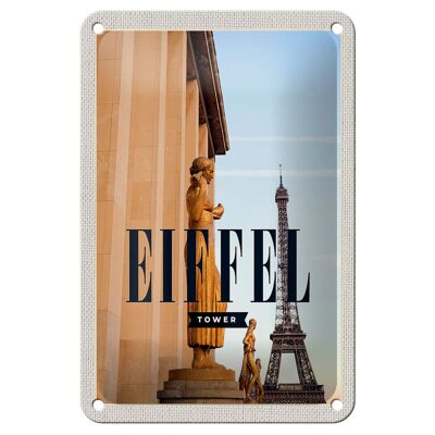 Blechschild Reise 12x18cm Eiffel Tower Skulpturen Deko Schild