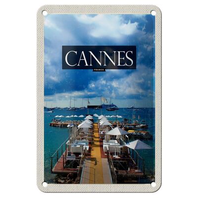 Blechschild Reise 12x18cm Cannes France Urlaub Retro Dekoration