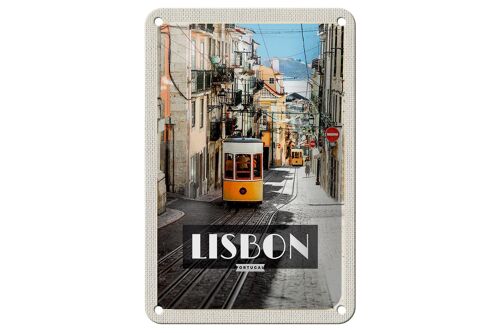 Blechschild Reise 12x18cm Lisbon Portugal Straßenbahn Dekoration
