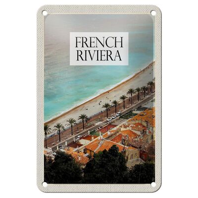 Cartel de chapa de viaje, decoración de la costa mediterránea de la Riviera Francesa, 12x18cm