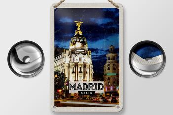 Panneau de voyage en étain 12x18cm, affiche de nuit rétro de Madrid, espagne, décoration 2