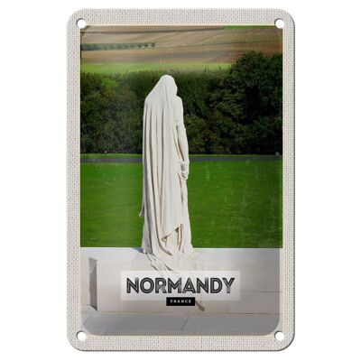 Cartel de chapa de viaje, 12x18cm, escultura de Normandía, Francia, cartel de regalo