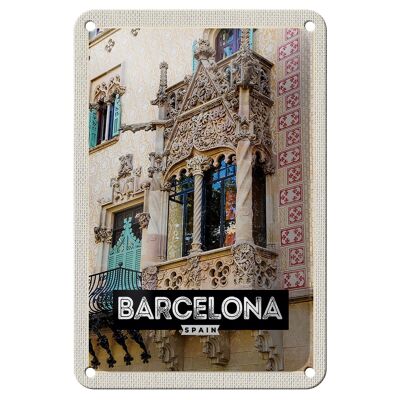Cartel de chapa de viaje, 12x18cm, Barcelona, ​​España, arquitectura, cartel de turismo