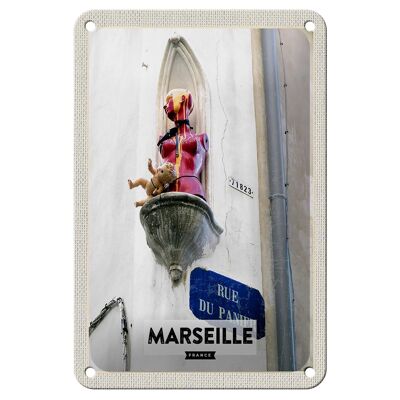 Blechschild Reise 12x18cm Marseille France rue du panier Dekoration