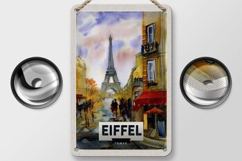 Panneau de voyage en étain, 12x18cm, tour Eiffel, image pittoresque, signe artistique 2