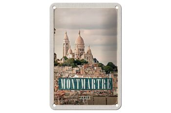 Panneau d'affiche panoramique de voyage en étain, 12x18cm, Montamartre Paris 1