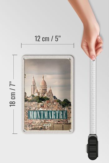 Panneau d'affiche panoramique de voyage en étain, 12x18cm, Montamartre Paris 5
