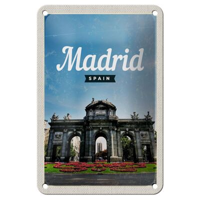 Targa in metallo da viaggio 12x18 cm Madrid Spagna Poster retrò Memories Sign