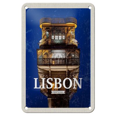 Blechschild Reise 12x18cm Lisbon Portugal Architektur Retro Schild