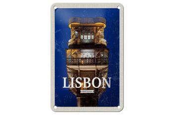 Panneau de voyage en étain 12x18cm, signe rétro d'architecture de lisbonne Portugal 1