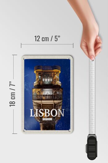 Panneau de voyage en étain 12x18cm, signe rétro d'architecture de lisbonne Portugal 5