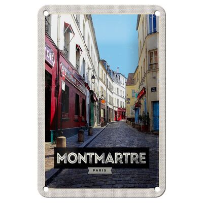 Cartel de chapa de viaje, 12x18cm, Montmartre, París, casco antiguo, cartel de destino de viaje