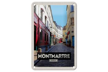 Panneau de voyage en étain, 12x18cm, Montmartre, Paris, vieille ville, Destination de voyage 1