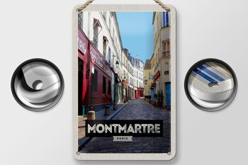 Panneau de voyage en étain, 12x18cm, Montmartre, Paris, vieille ville, Destination de voyage 2