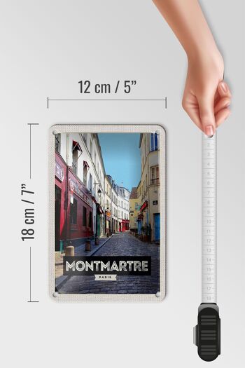 Panneau de voyage en étain, 12x18cm, Montmartre, Paris, vieille ville, Destination de voyage 5