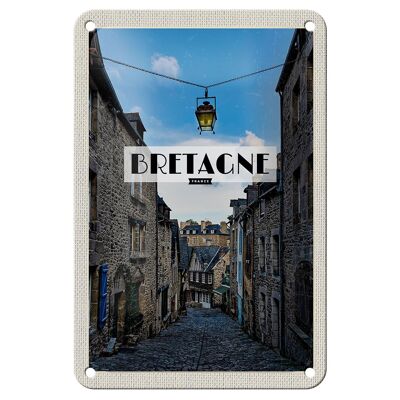Panneau de voyage en étain, 12x18cm, Bretagne, France, vieille ville, Destination de voyage