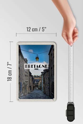 Panneau de voyage en étain, 12x18cm, Bretagne, France, vieille ville, Destination de voyage 5