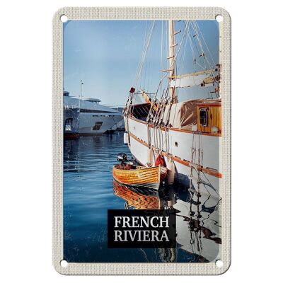 Cartel de chapa viaje 12x18cm Riviera Francesa lugar de vacaciones decoración retro