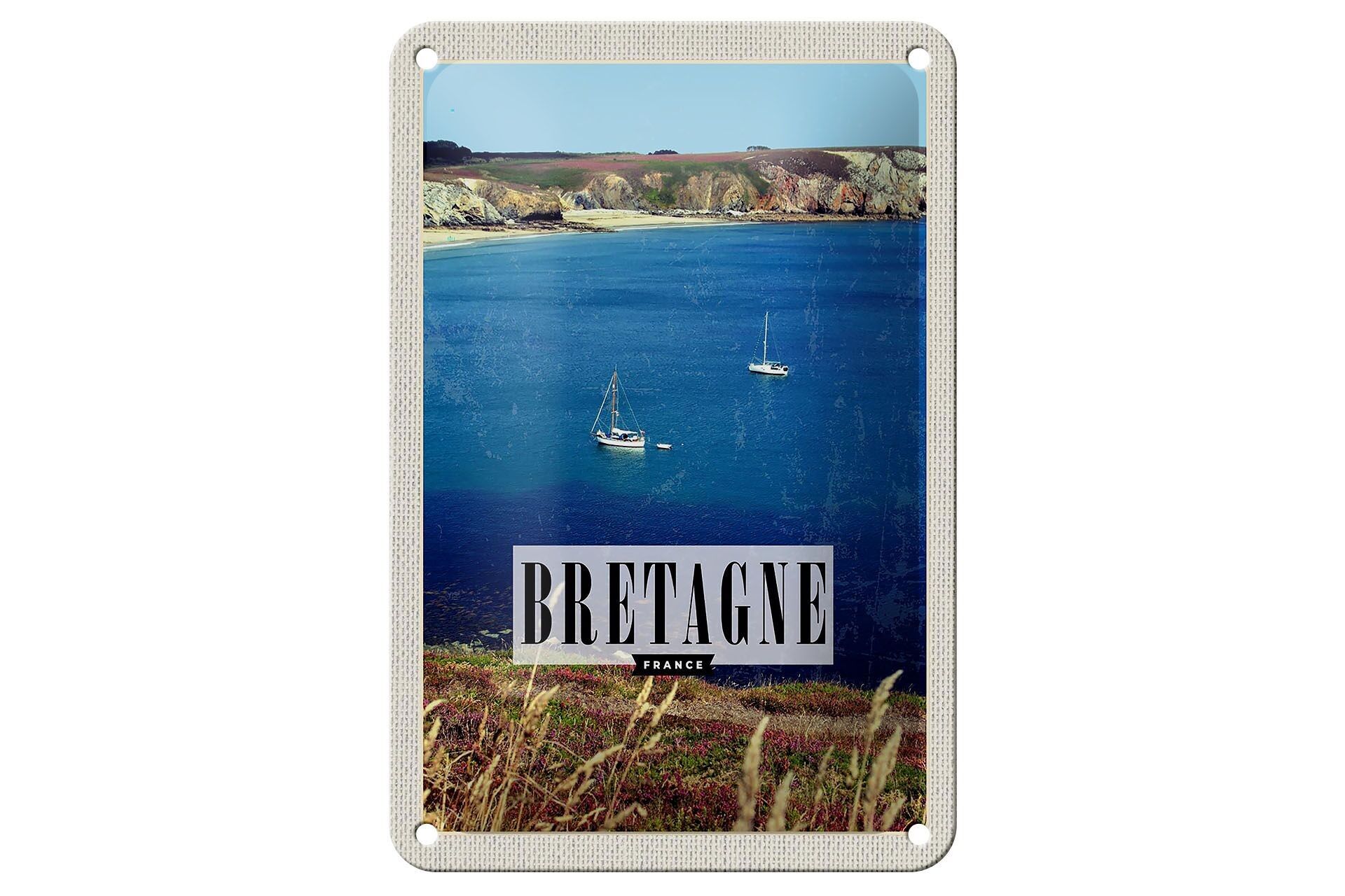 Targa in metallo da viaggio, 12 x 18 cm, decorazione per poster natalizi in Bretagna, Francia