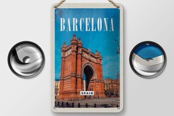 Panneau de voyage en étain 12x18cm, signe rétro d'architecture de barcelone espagne 2