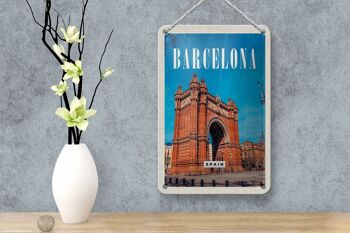 Panneau de voyage en étain 12x18cm, signe rétro d'architecture de barcelone espagne 4