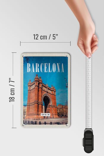 Panneau de voyage en étain 12x18cm, signe rétro d'architecture de barcelone espagne 5