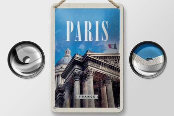 Panneau en étain voyage 12x18cm Paris France Grand palais France signe 2