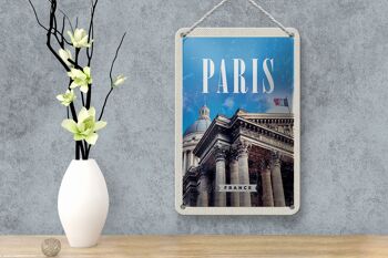 Panneau en étain voyage 12x18cm Paris France Grand palais France signe 4