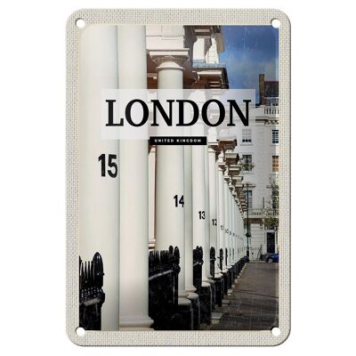 Targa in metallo da viaggio 12x18 cm Londra Regno Unito City Retro Sign