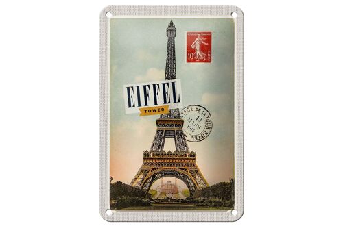 Blechschild Reise 12x18cm Eifell tower 13 Mars 1914 10c postes Schild