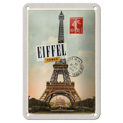 Blechschild Reise 12x18cm Eifell tower 13 Mars 1914 10c postes Schild