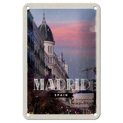 Cartel de chapa de viaje, 12x18cm, Madrid, España, arquitectura, destino de viaje