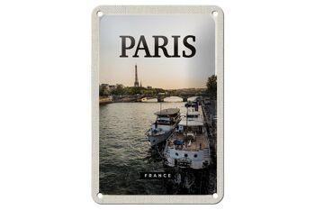 Panneau de voyage en étain, 12x18cm, Paris, France, Destination de voyage, signe de rivière 1