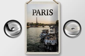 Panneau de voyage en étain, 12x18cm, Paris, France, Destination de voyage, signe de rivière 2