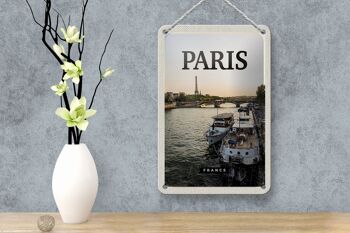 Panneau de voyage en étain, 12x18cm, Paris, France, Destination de voyage, signe de rivière 4