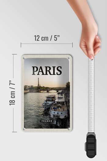 Panneau de voyage en étain, 12x18cm, Paris, France, Destination de voyage, signe de rivière 5