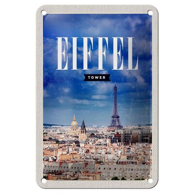 Targa in metallo da viaggio 12x18 cm Foto panoramica della Torre Eiffel Insegna retrò