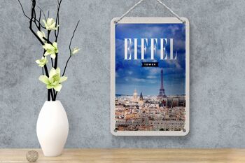 Panneau en étain de voyage 12x18cm, image panoramique de la tour Eiffel, panneau rétro 4