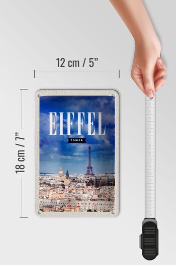 Panneau en étain de voyage 12x18cm, image panoramique de la tour Eiffel, panneau rétro 5