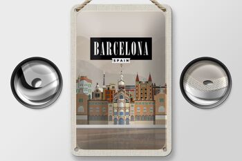 Panneau de voyage en étain, 12x18cm, panneau photo pittoresque de barcelone espagne 2