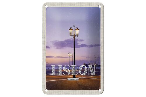 Blechschild Reise 12x18cm Lisbon Portugal Sonnenuntergang Schild