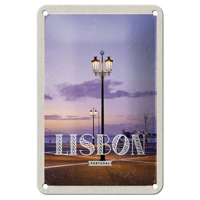 Targa in metallo da viaggio 12x18 cm Lisbona Portogallo Sunset Sign