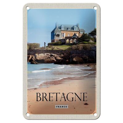 Tin sign travel 12x18cm Brittany France architecture decoration
