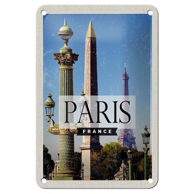 Panneau de voyage en étain 12x18cm, décoration d'architecture rétro de Paris France