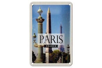 Panneau de voyage en étain 12x18cm, décoration d'architecture rétro de Paris France 1