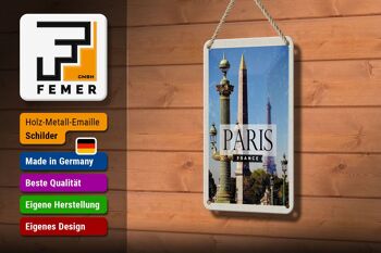 Panneau de voyage en étain 12x18cm, décoration d'architecture rétro de Paris France 3