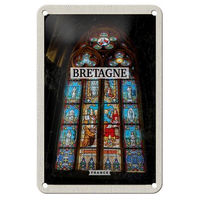 Panneau de voyage en étain, 12x18cm, Bretagne, France, chapelle, Destination de voyage