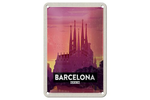 Blechschild Reise 12x18cm Barcelona malerisches Bild Kunst Dekoration