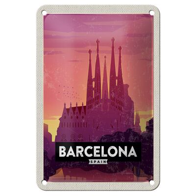 Blechschild Reise 12x18cm Barcelona malerisches Bild Kunst Dekoration